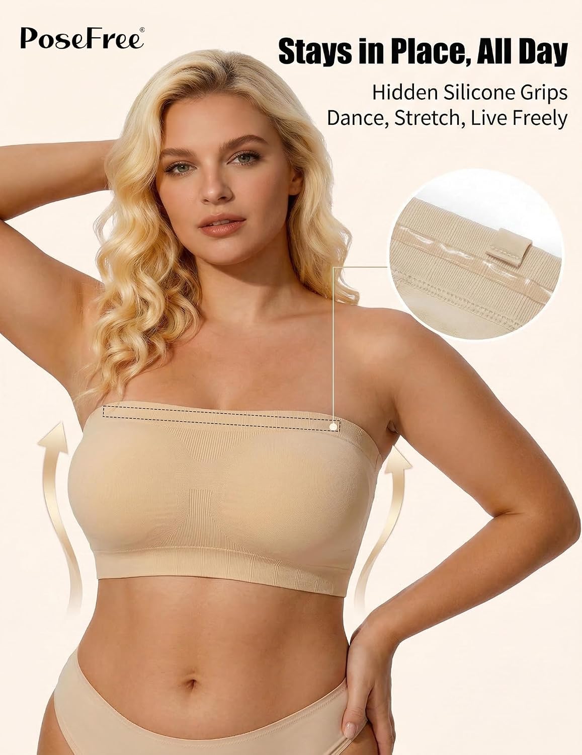 PoseFree Plus Size Wireless Strapless Push Up Bra — image 2