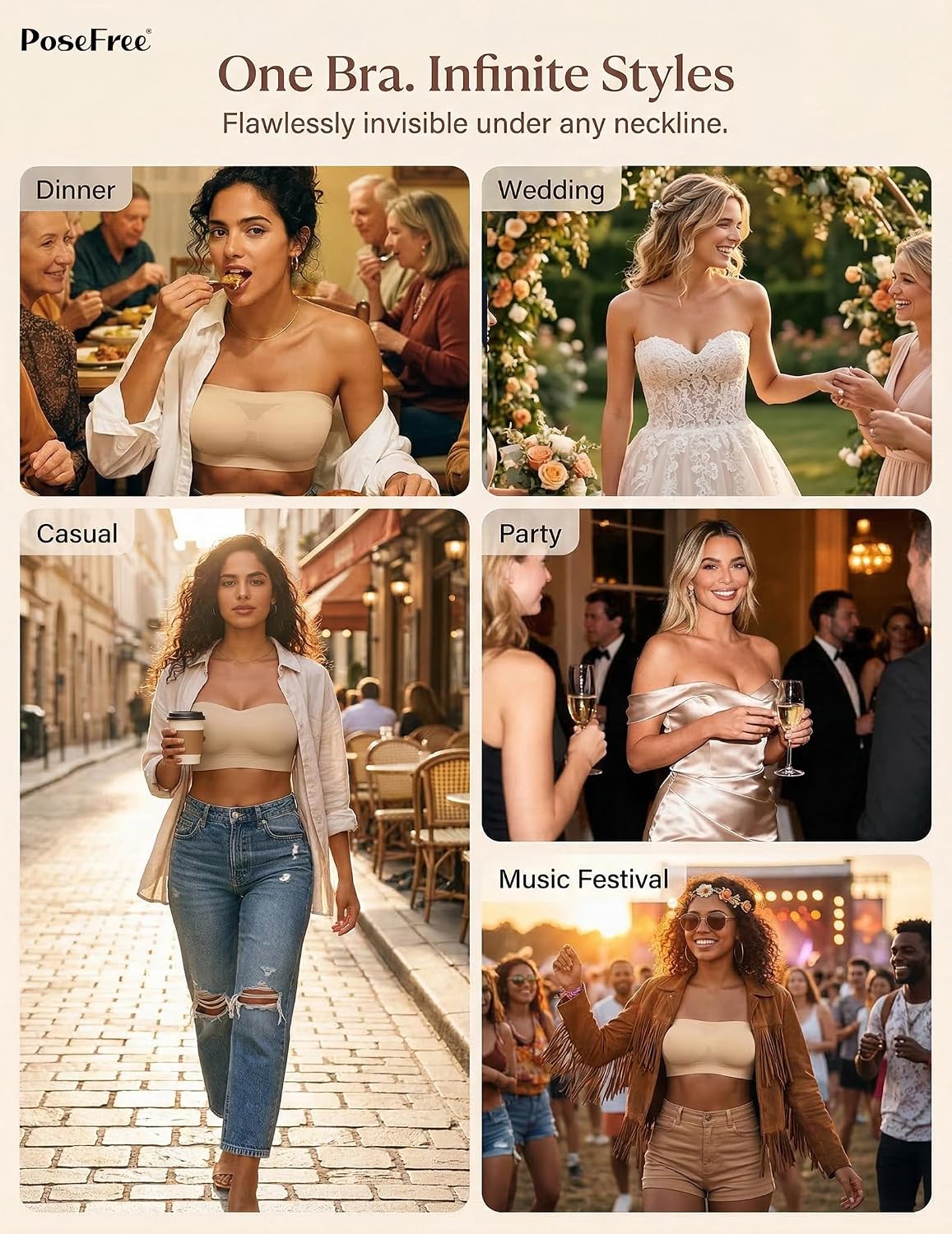 PoseFree Plus Size Wireless Strapless Push Up Bra — image 6