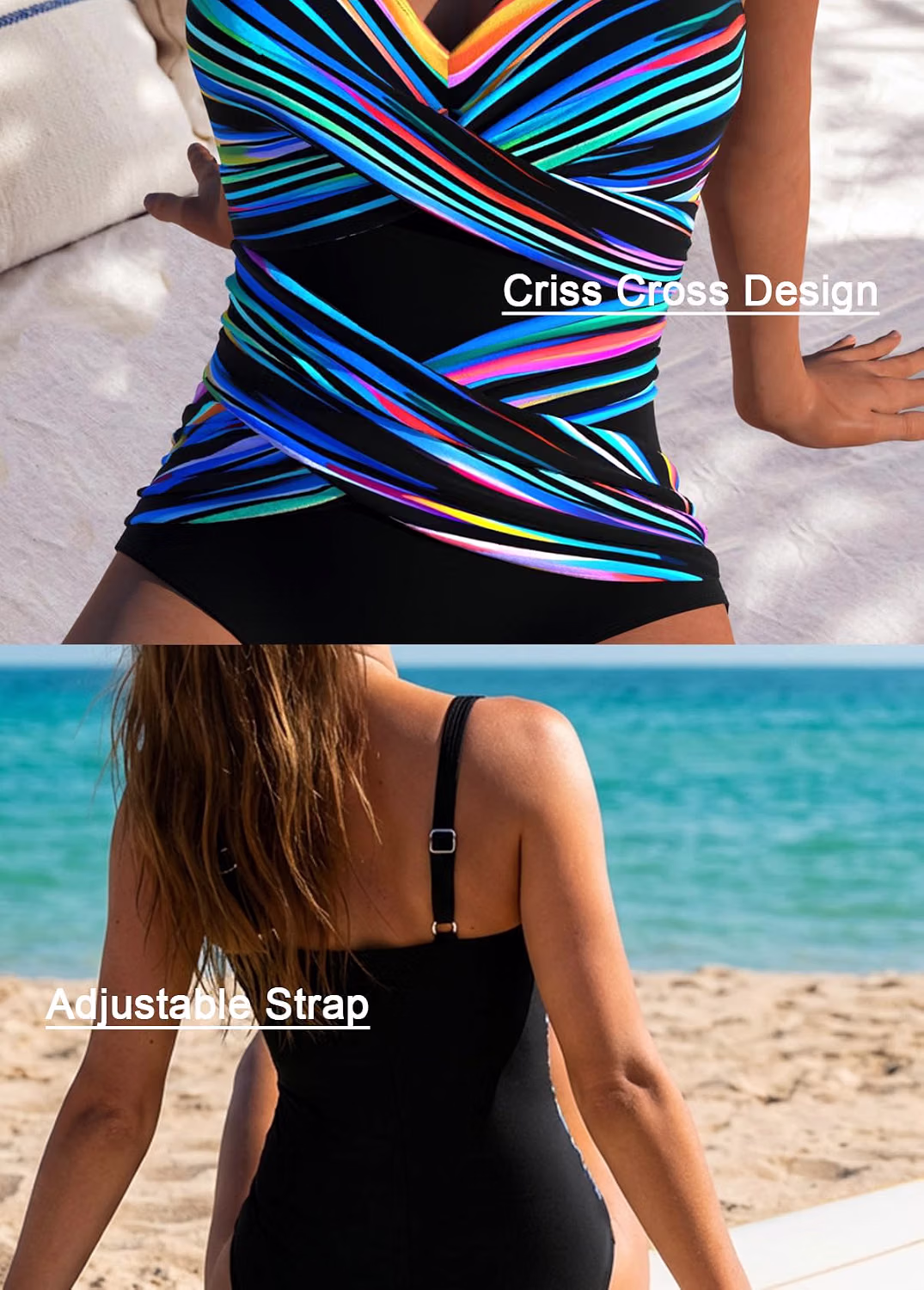 ROSEWE Criss Cross Tummy Control One Piece Swimsuit — image 7
