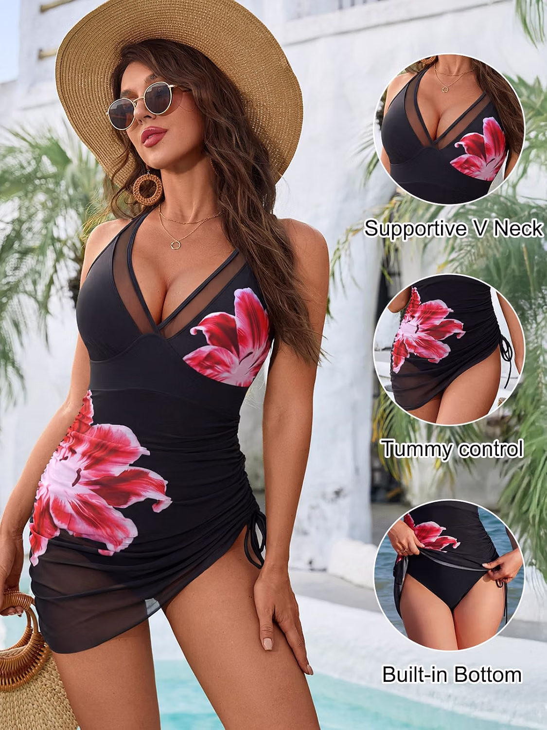 Blooming Jelly Mesh Tummy Control Swim Dress — image 4