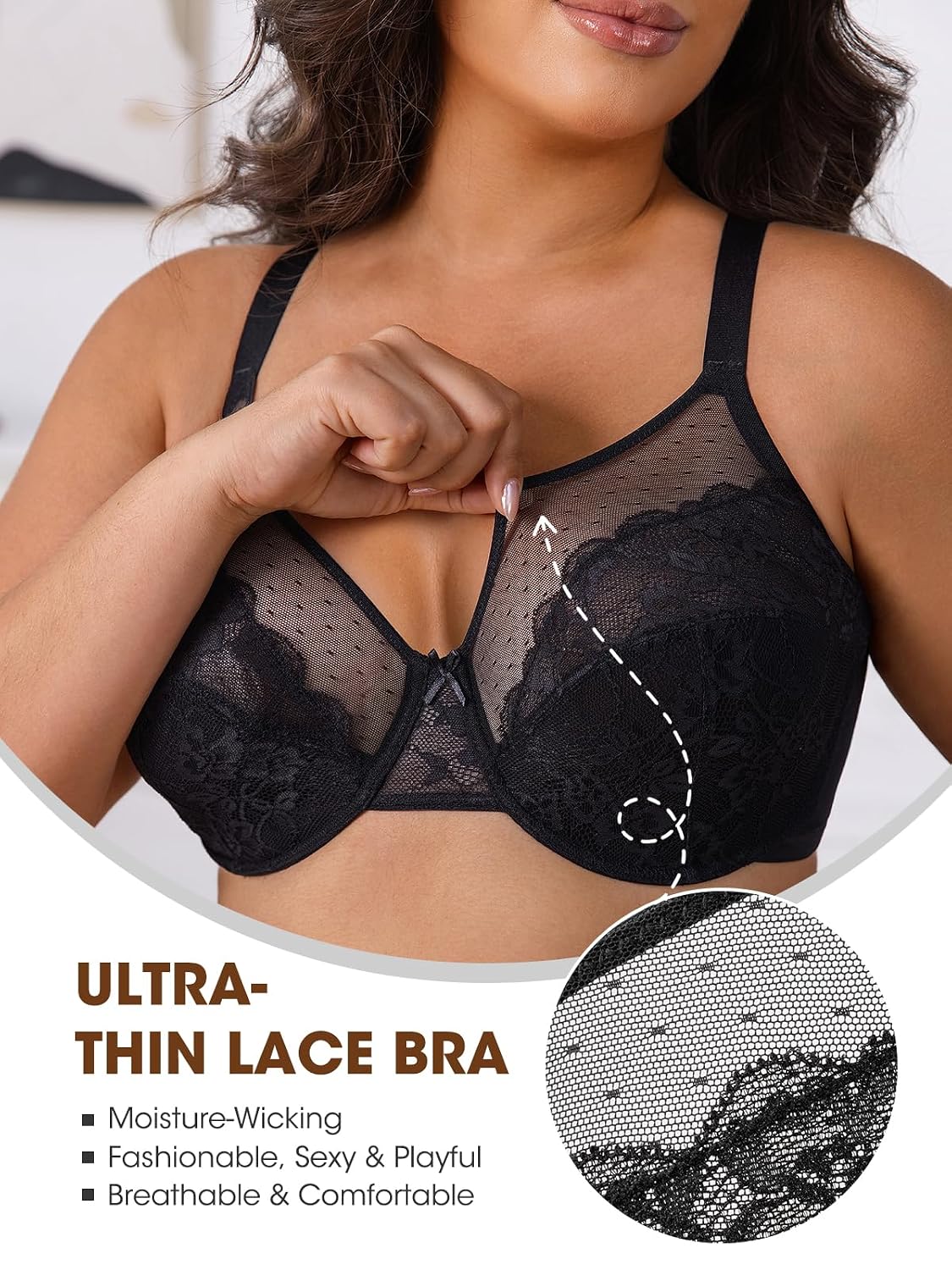 TTDREOEO Women's Full Coverage Minimizer Lace Bra — image 4