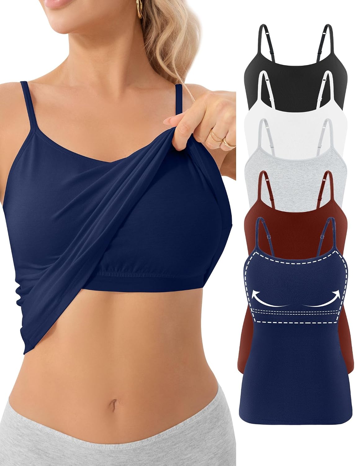 Missclub 5-Pack Cotton Shelf Bra Camisole