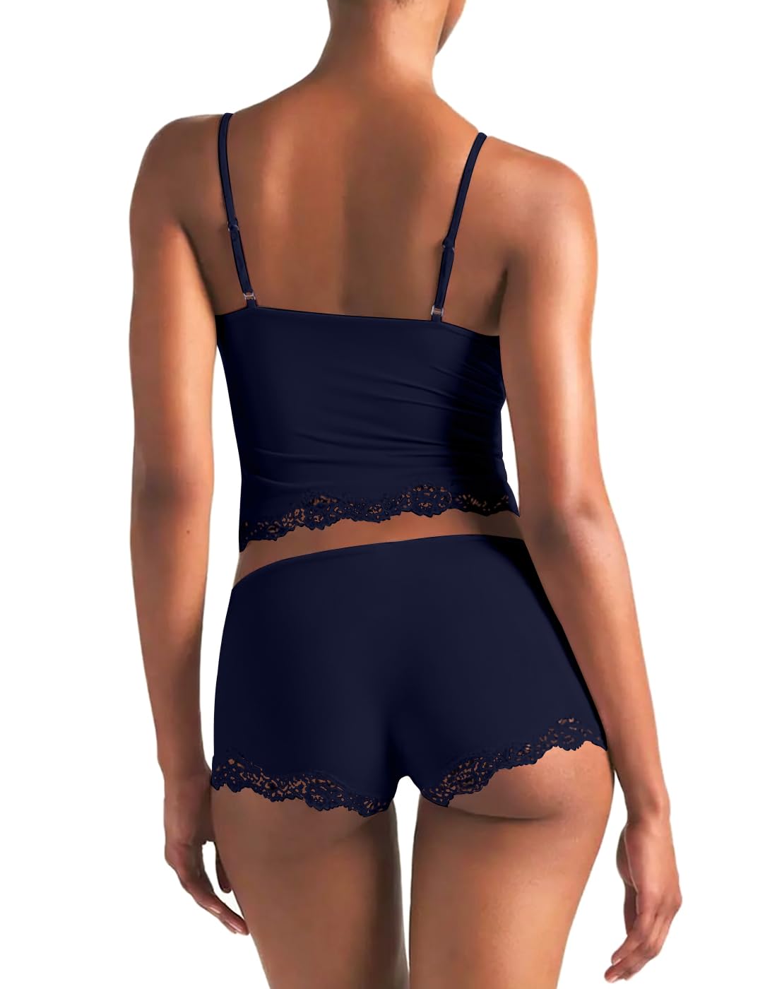 LEEDYA Women's Lace Trim Cami Pajama Set — image 3