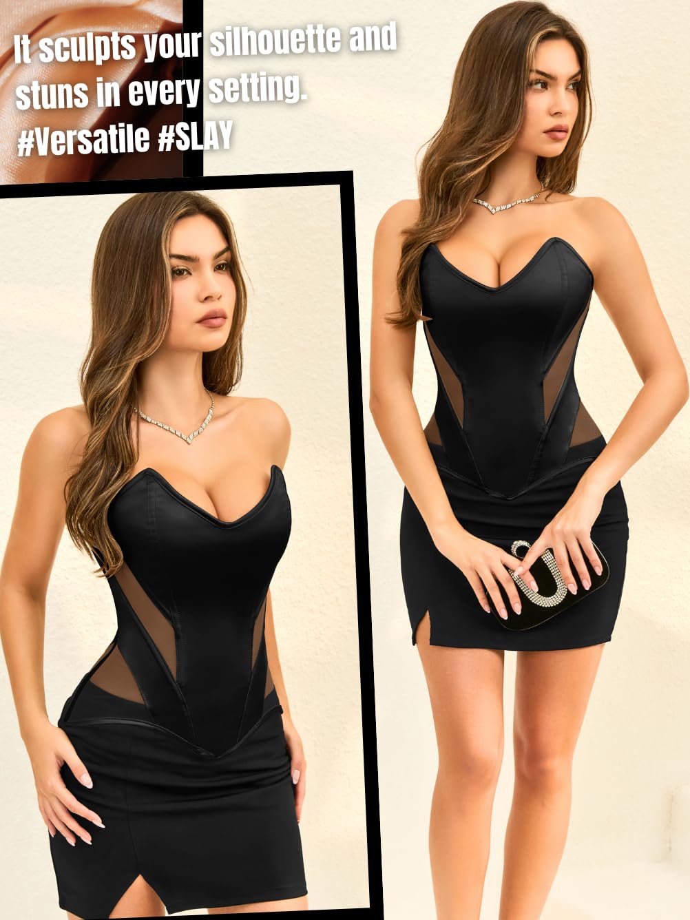 ChiaoLezhee Women's Satin Steel Boned Corset Bustier — image 4
