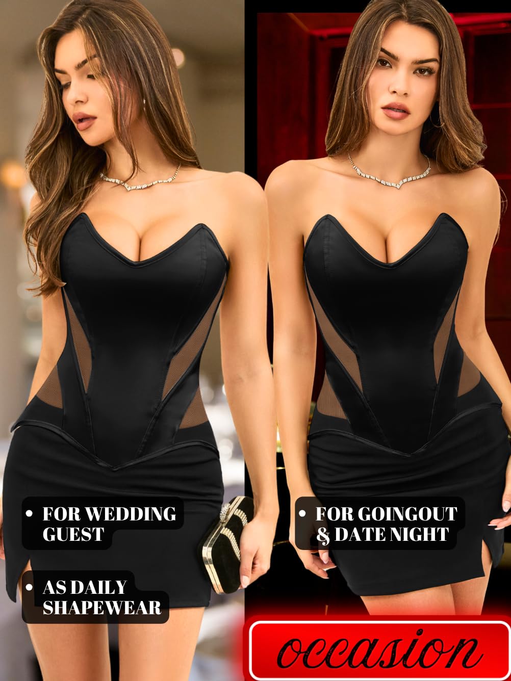 ChiaoLezhee Women's Satin Steel Boned Corset Bustier — image 5