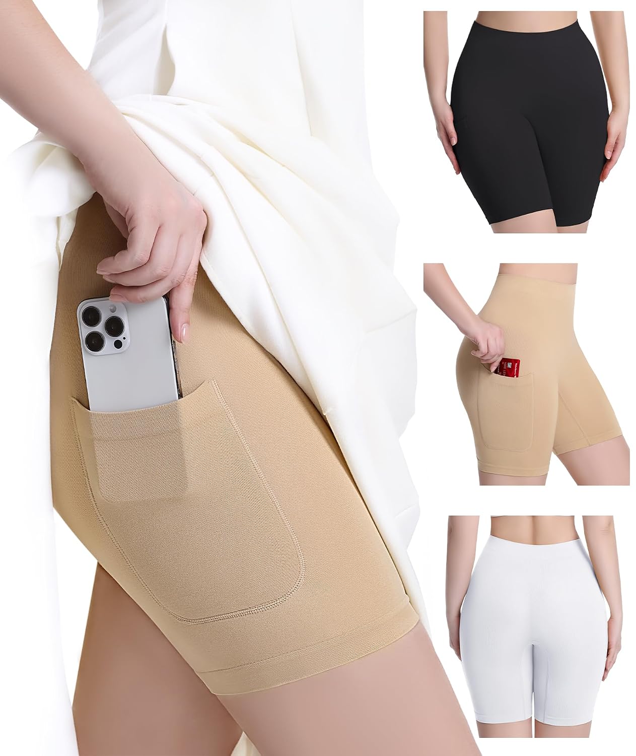 Okimay 3-Pack Seamless Anti-Chafing Slip Shorts