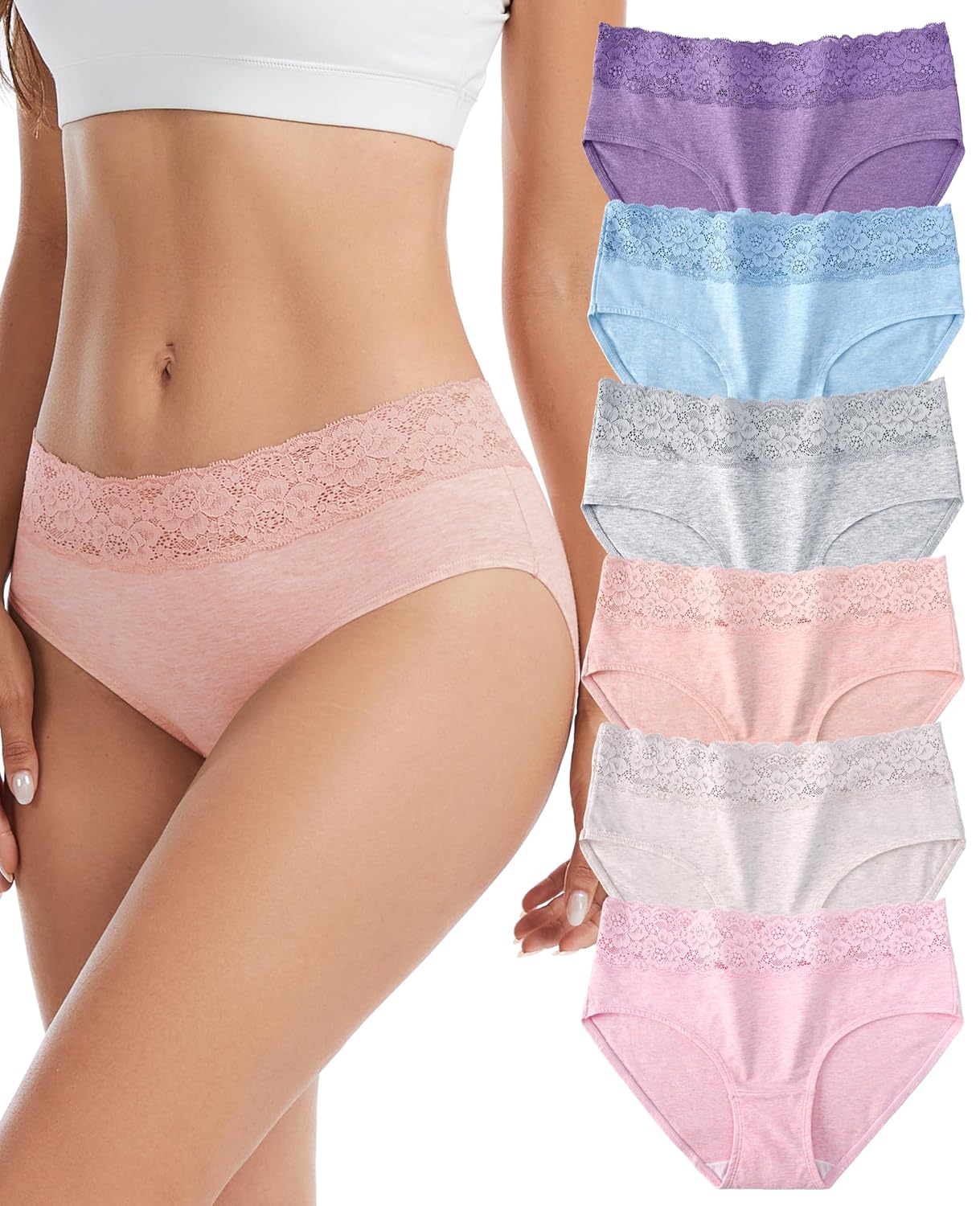 Sunm Boutique Lace Waistband Cotton Bikini Panties