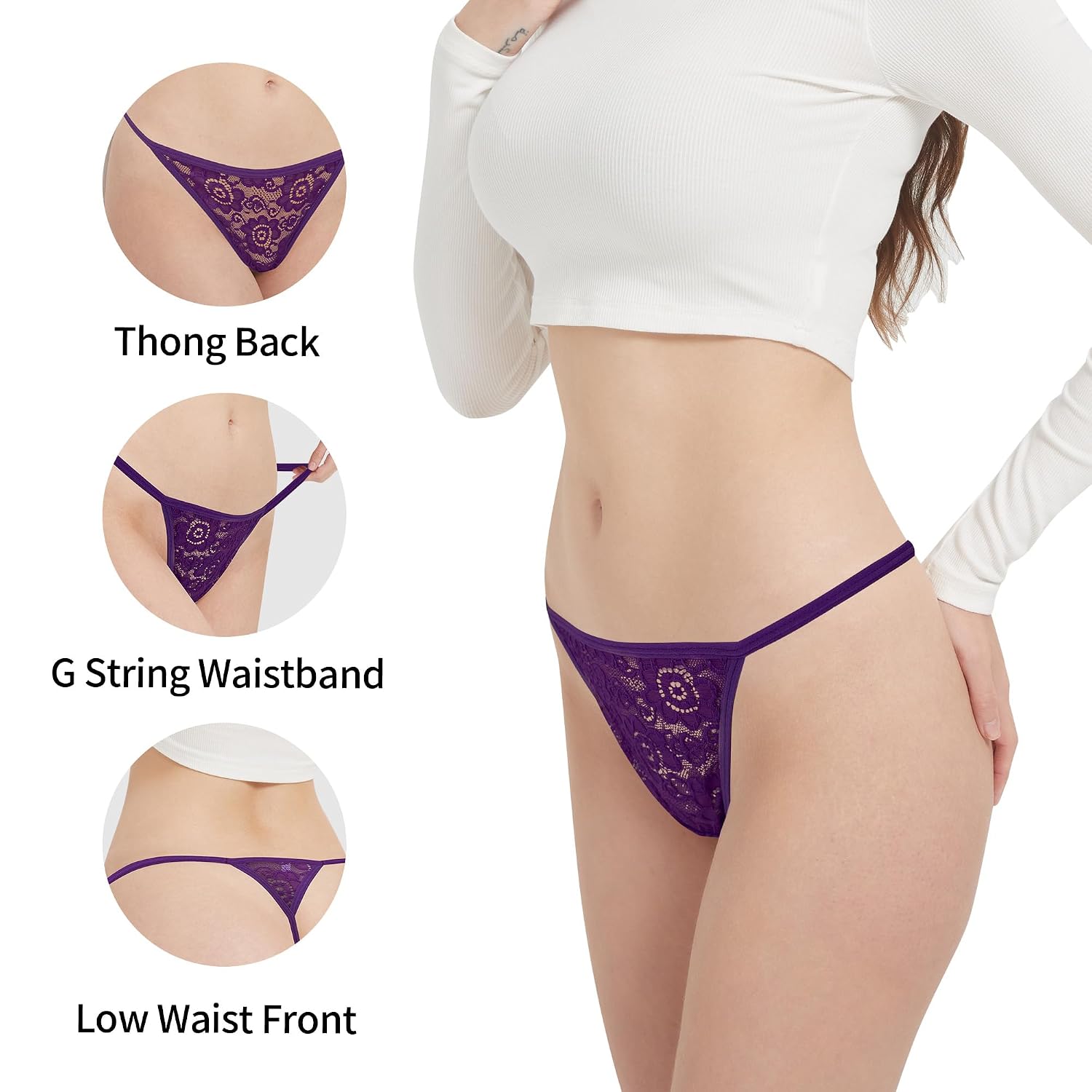 GAREDOB Women's Lace Thong Panties 10-Pack — image 2