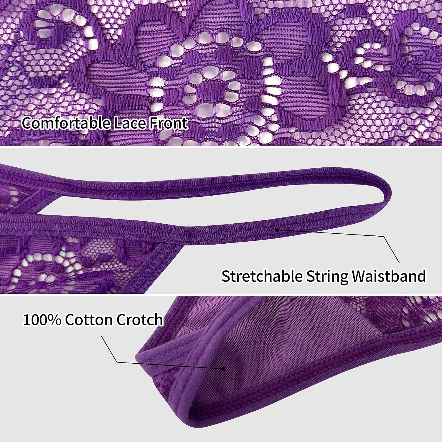 GAREDOB Women's Lace Thong Panties 10-Pack — image 3