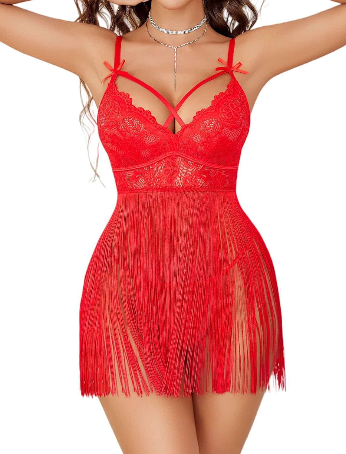Avidlove Women's Tassel Lace Babydoll Nightgown