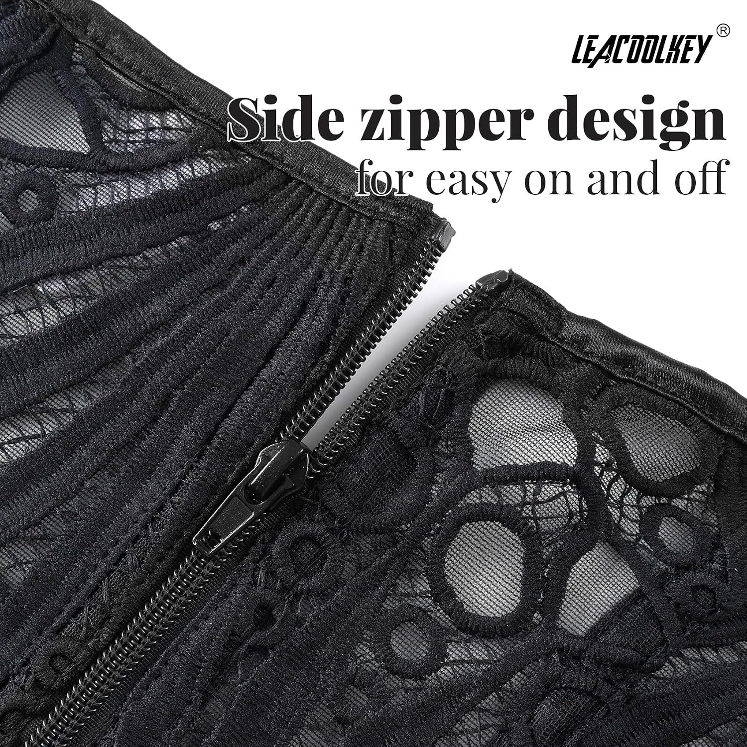 LEACOOLKEY Sheer Lace Corset Crop Top — image 4