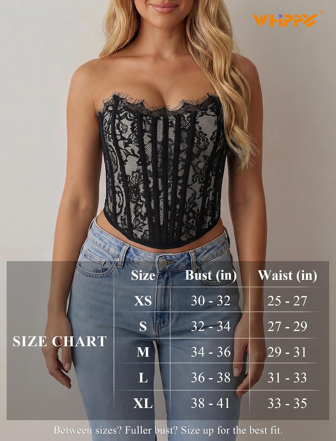 WHIPPY Women's Lacework Boned Overbust Corset Top — image 5