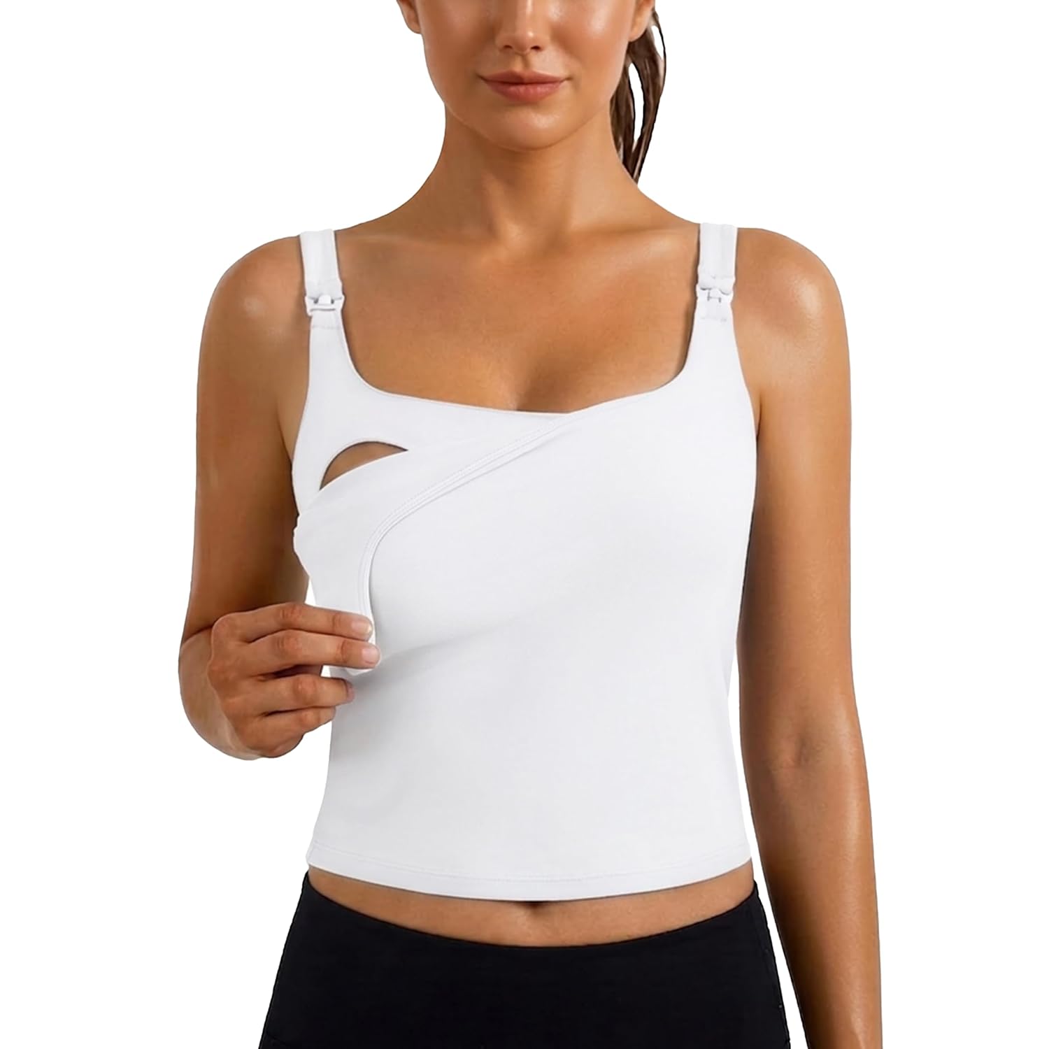 Ecavus Women's Nursing Tank Top with Built-in Bra