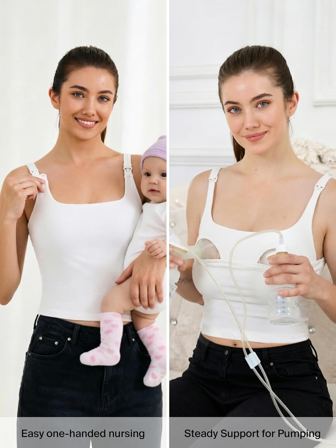 Ecavus Women's Nursing Tank Top with Built-in Bra — image 2