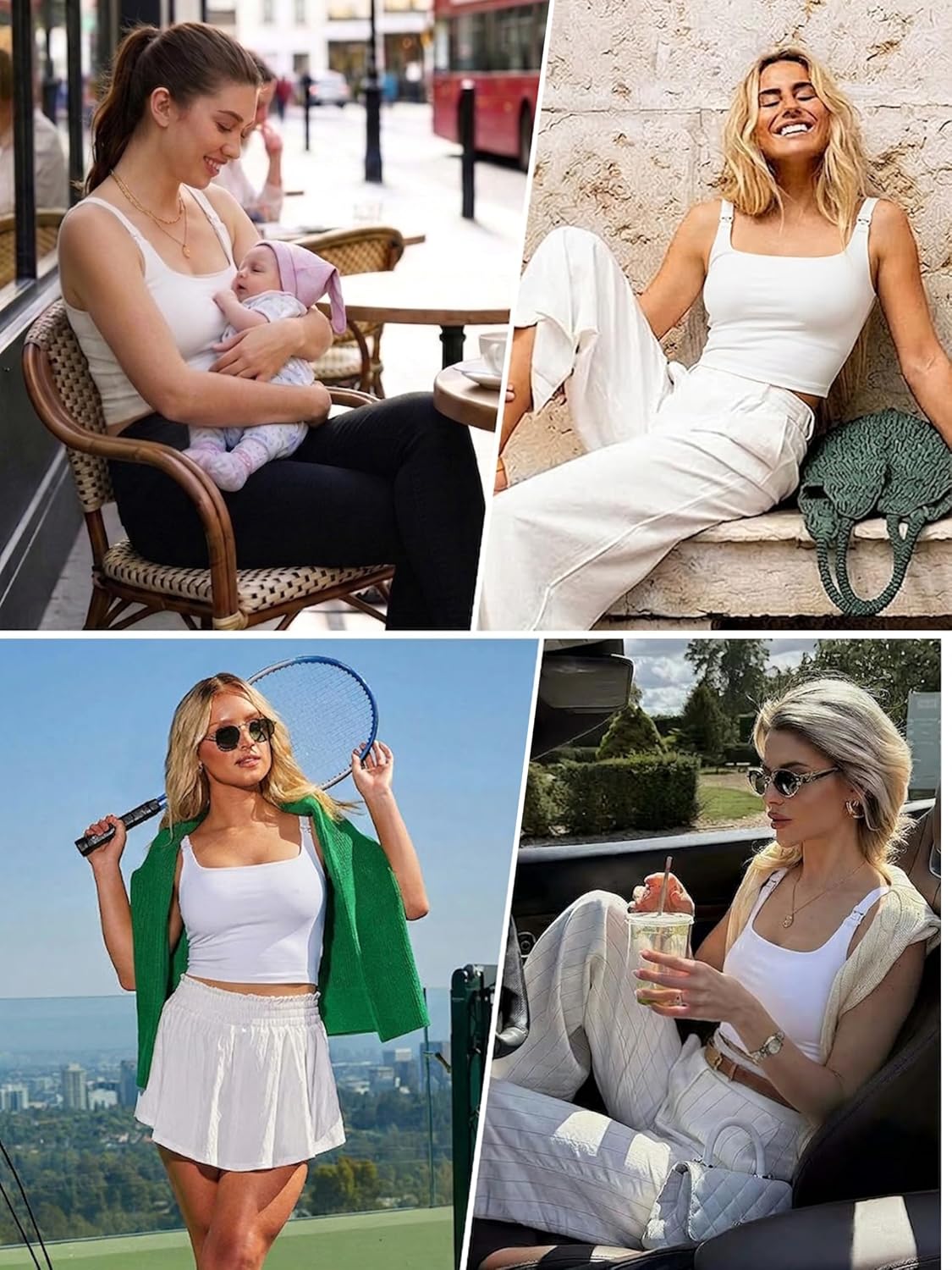Ecavus Women's Nursing Tank Top with Built-in Bra — image 4