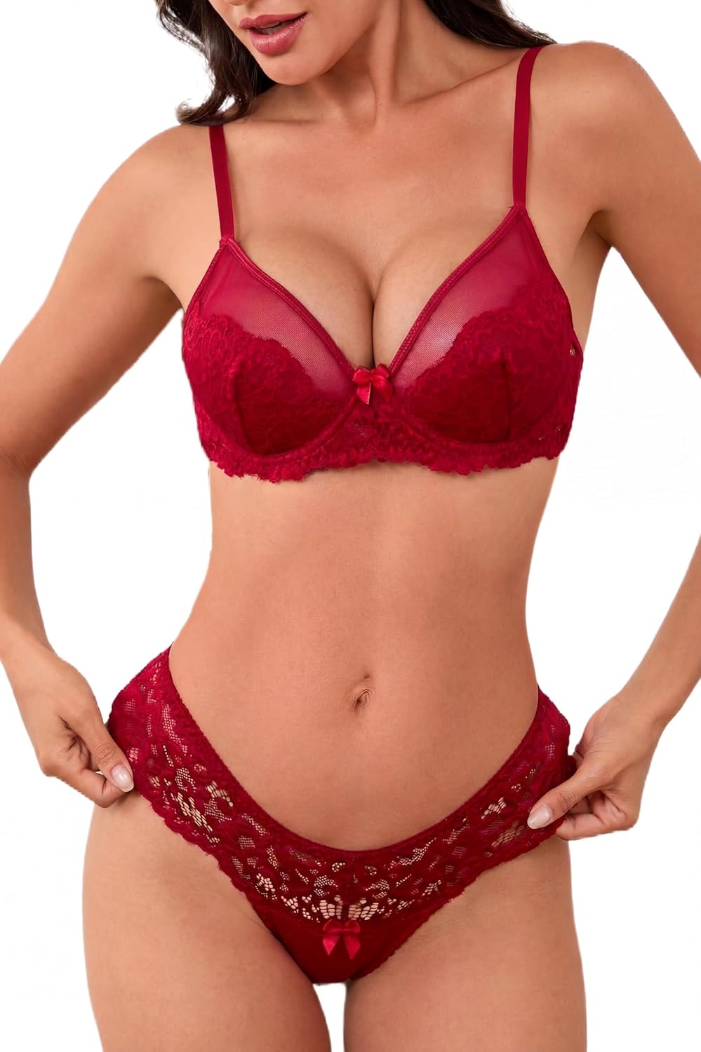 Nelibei Women's Lace Bra and Panty Set — image 8