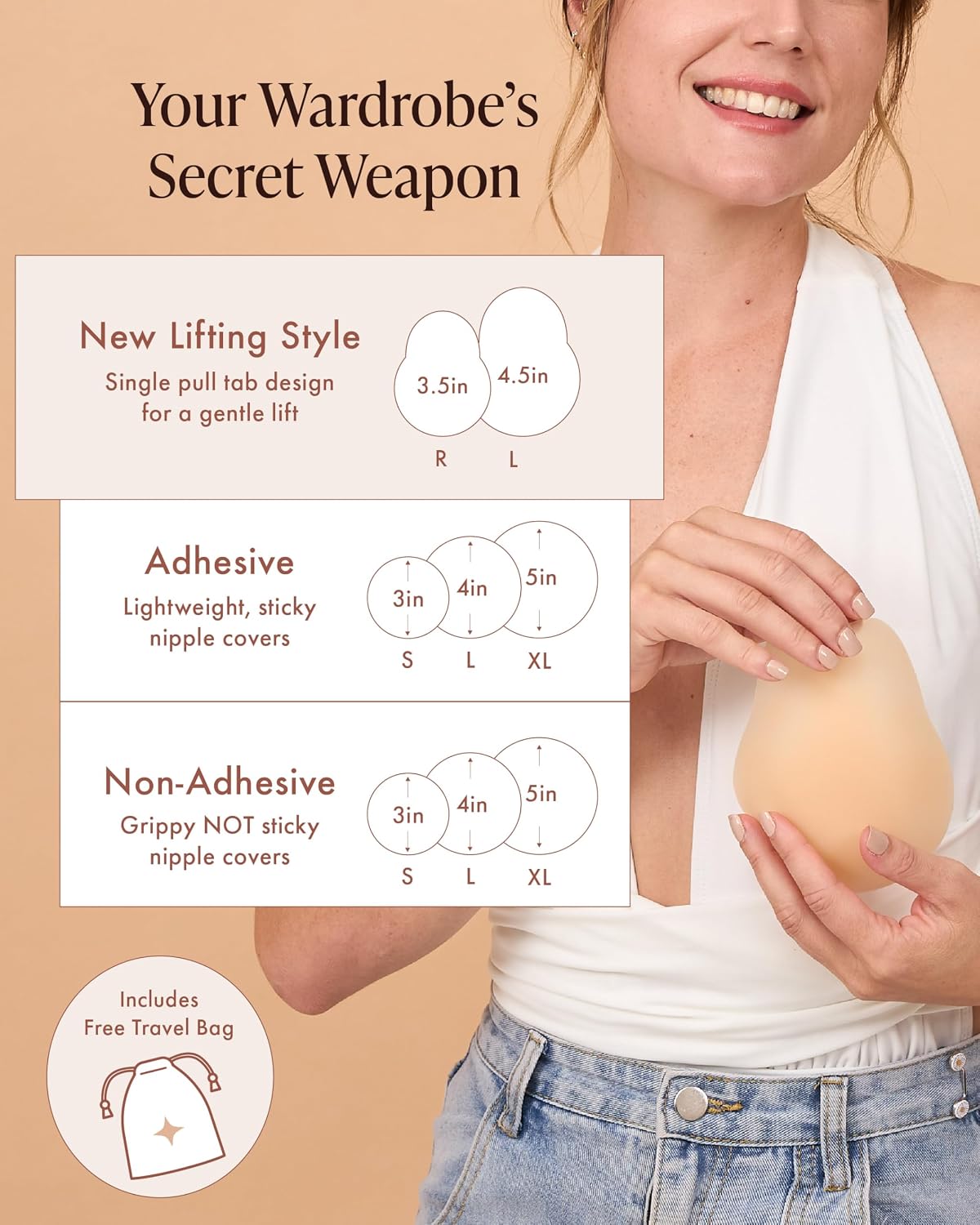 Bare Babe Reusable Waterproof Nipple Covers with Lift — image 2