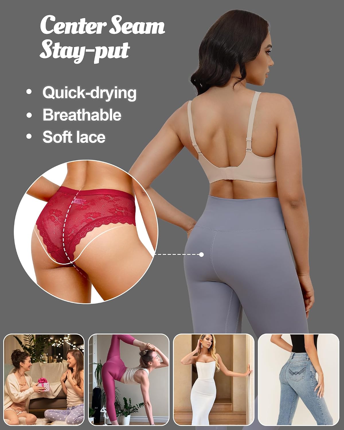 LEVAO Lace Cheeky Bikini Panties 5-Pack — image 5