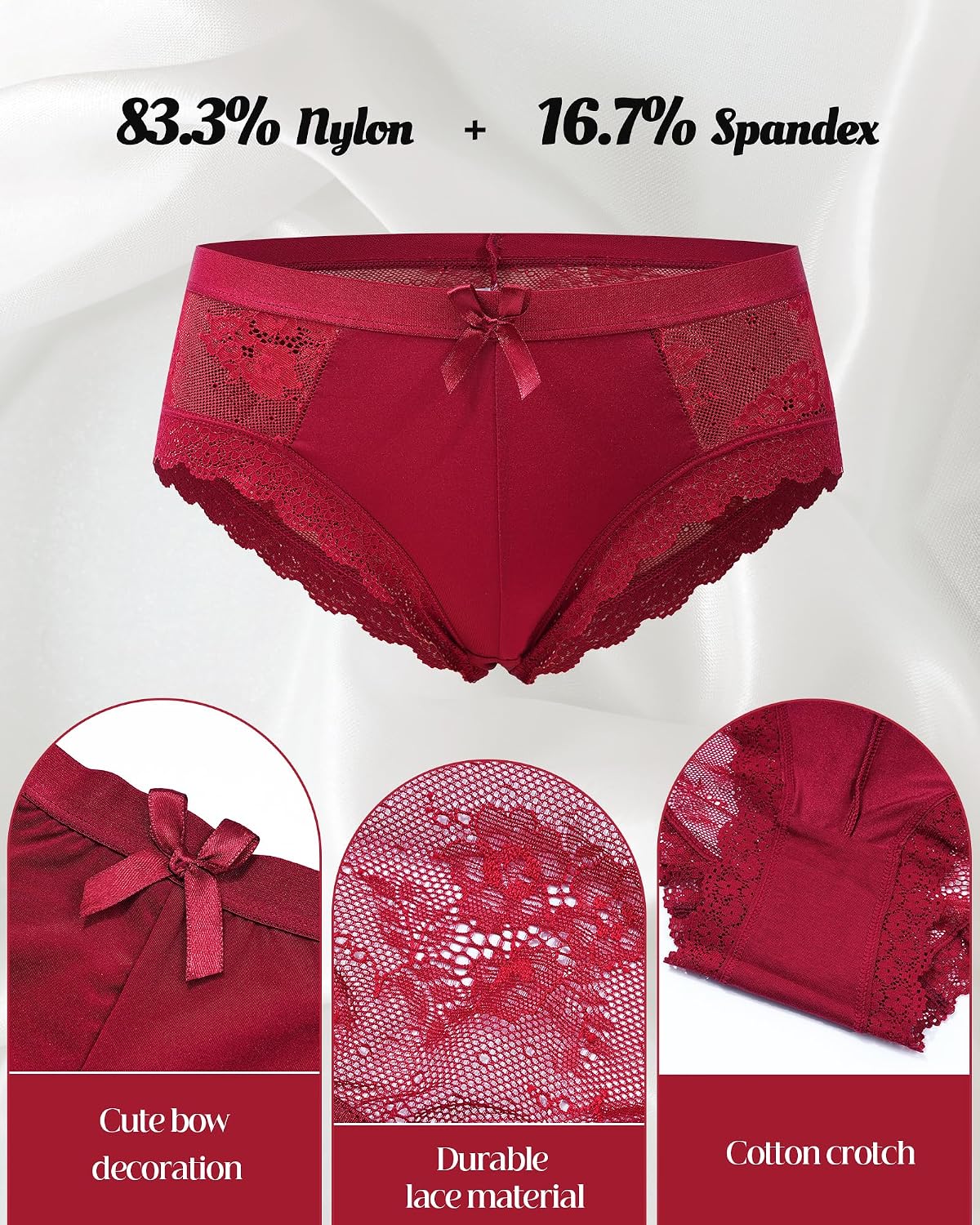 LEVAO Lace Cheeky Bikini Panties 5-Pack — image 6