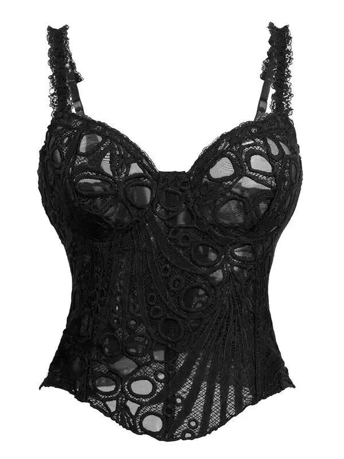 QIAIYALA Floral Lace-Up Corset Bustier — image 4