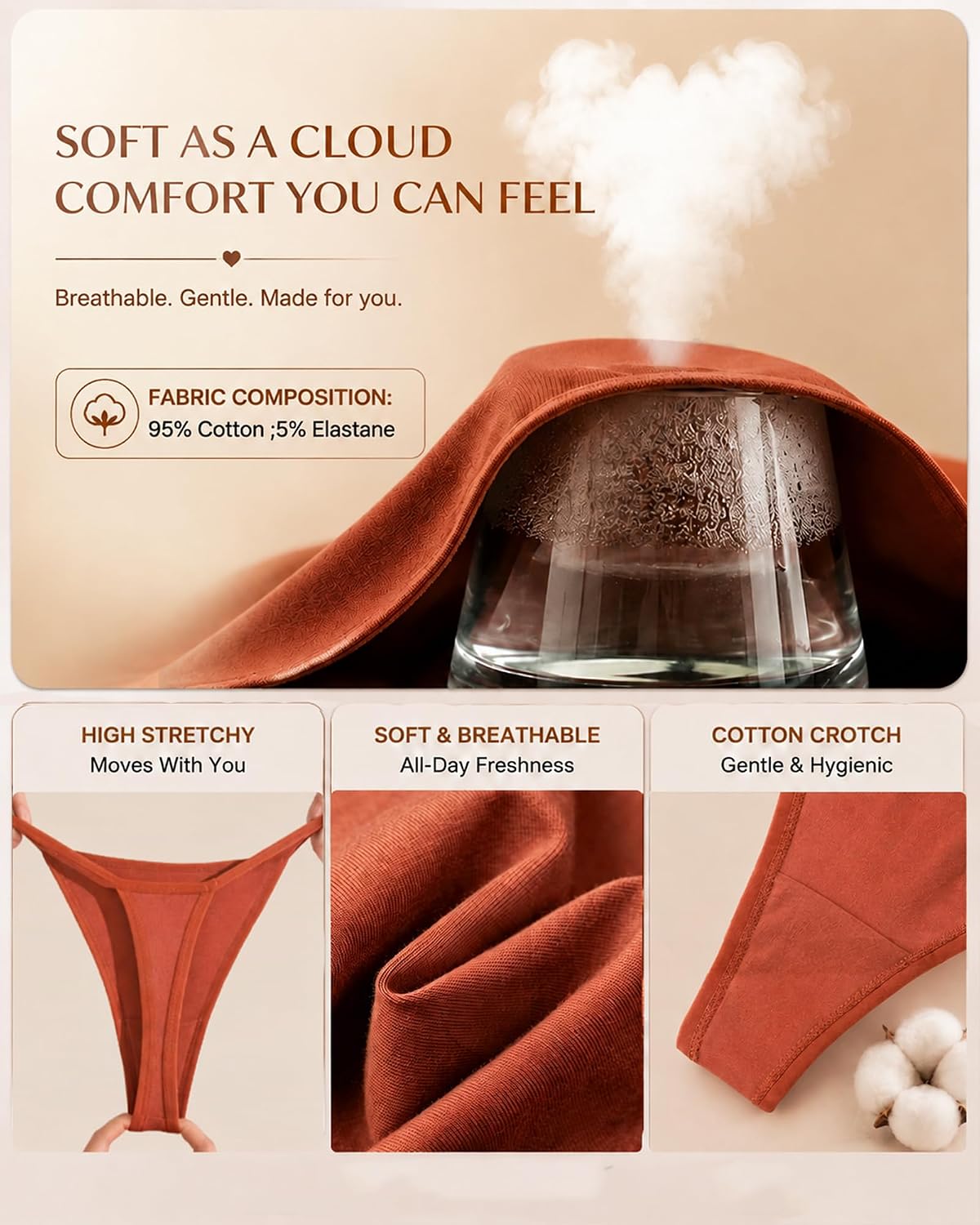 FINETOO 8-Pack Cotton Thongs for Women — image 7