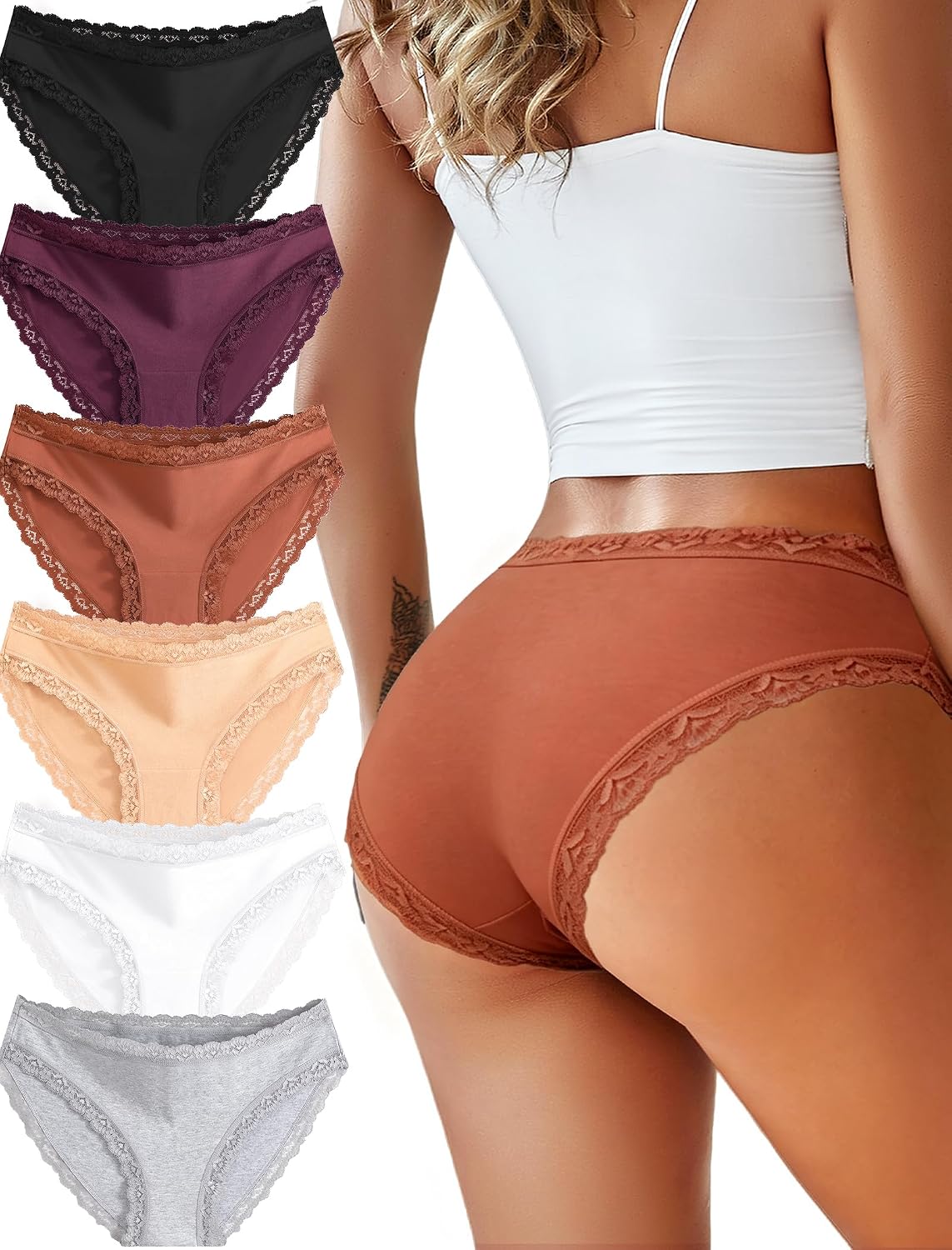 READY TO LOVE 6-Pack Lace Cheeky Bikini Panties — image 2