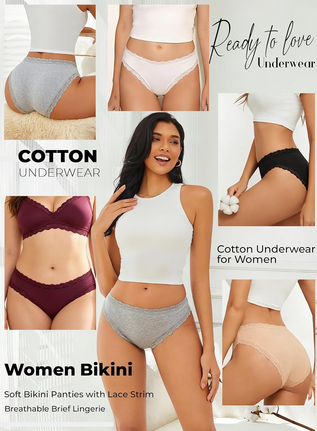 READY TO LOVE 6-Pack Lace Cheeky Bikini Panties — image 6