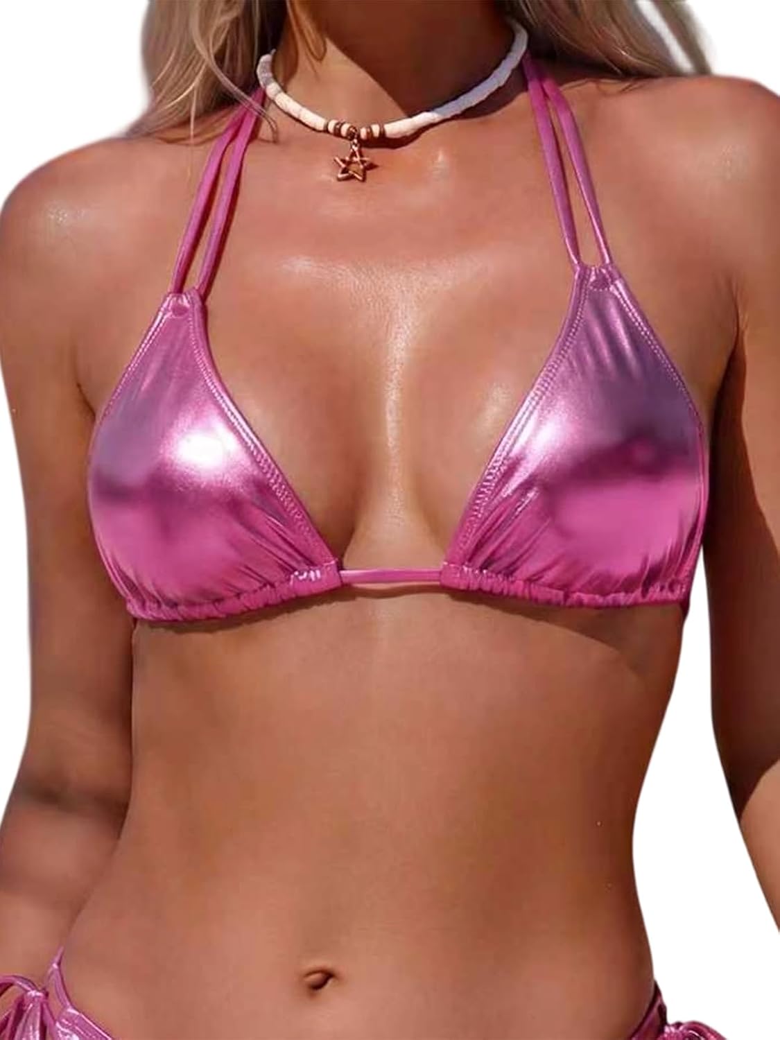 Bavace Shiny Metallic Triangle Bikini Top — image 8