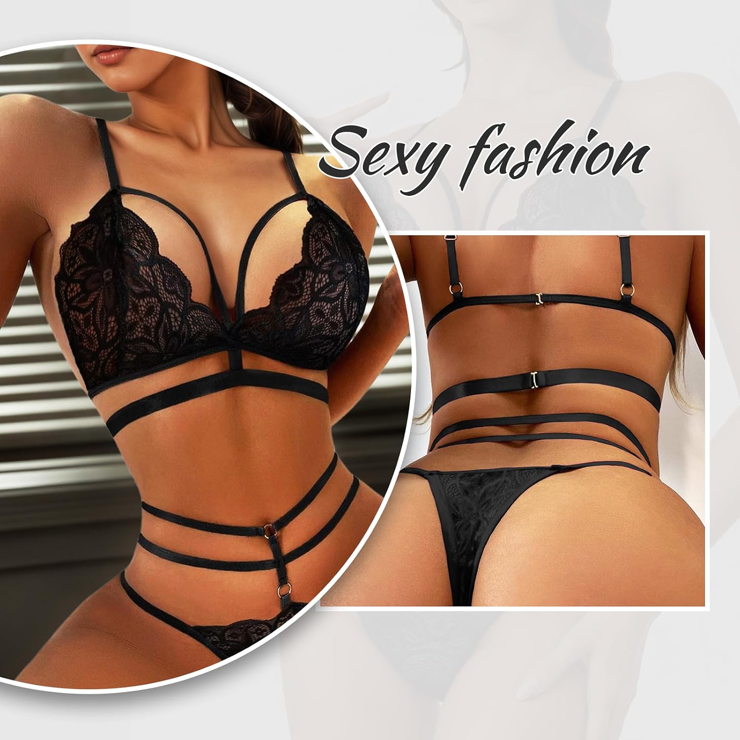 RNHGBB Women's Lace Sheer Lingerie Set — image 4