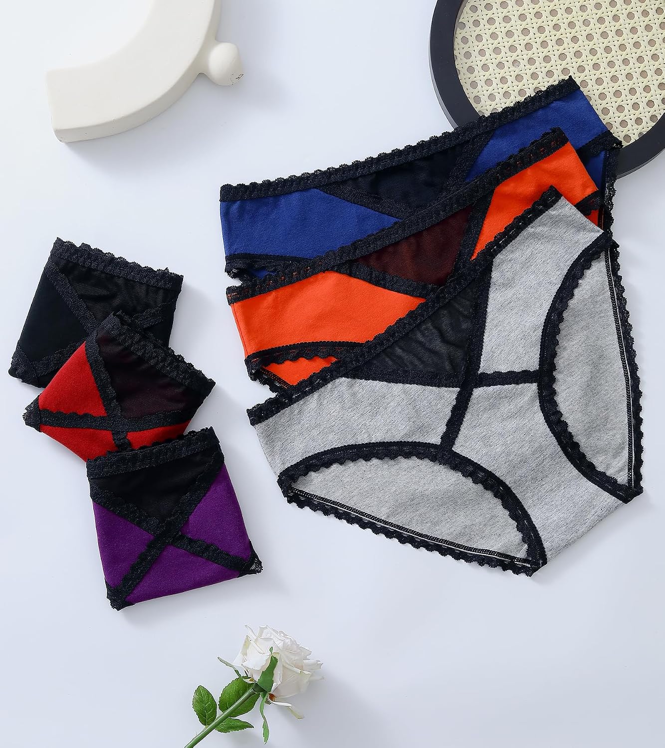 Cotton Lace Low Rise Cheeky Bikini Panties 6-Pack — image 2