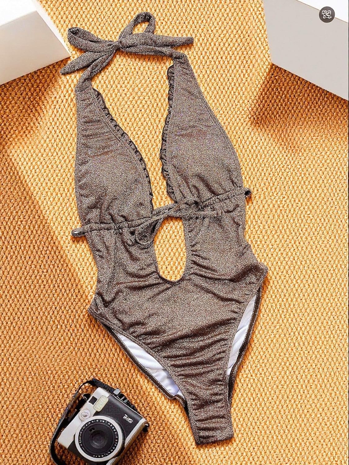 ZYCCIOTTO Glitter Halter Deep V Monokini — image 3