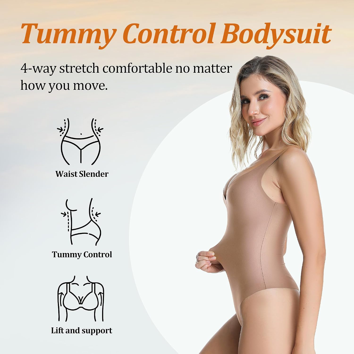 Women's Deep V Shapewear Bodysuit with Tummy Control — image 3