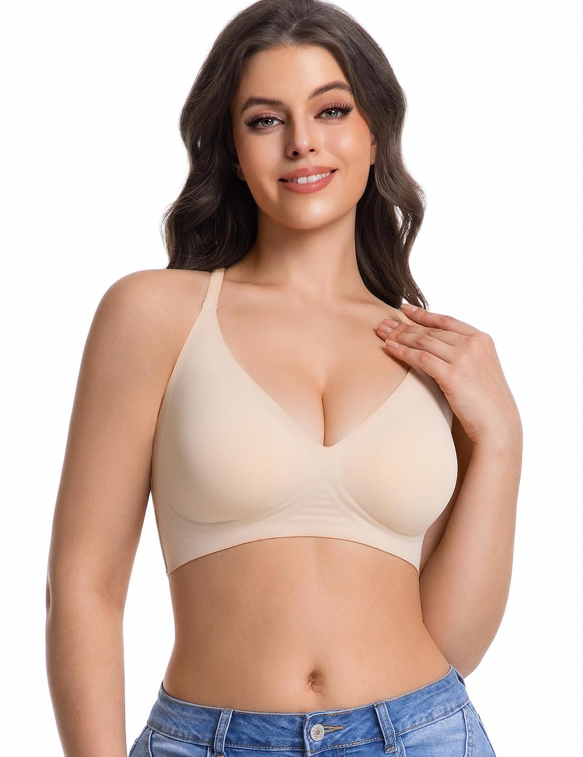 Lusait Women's Wireless Lace Racerback Push Up Bra — image 4