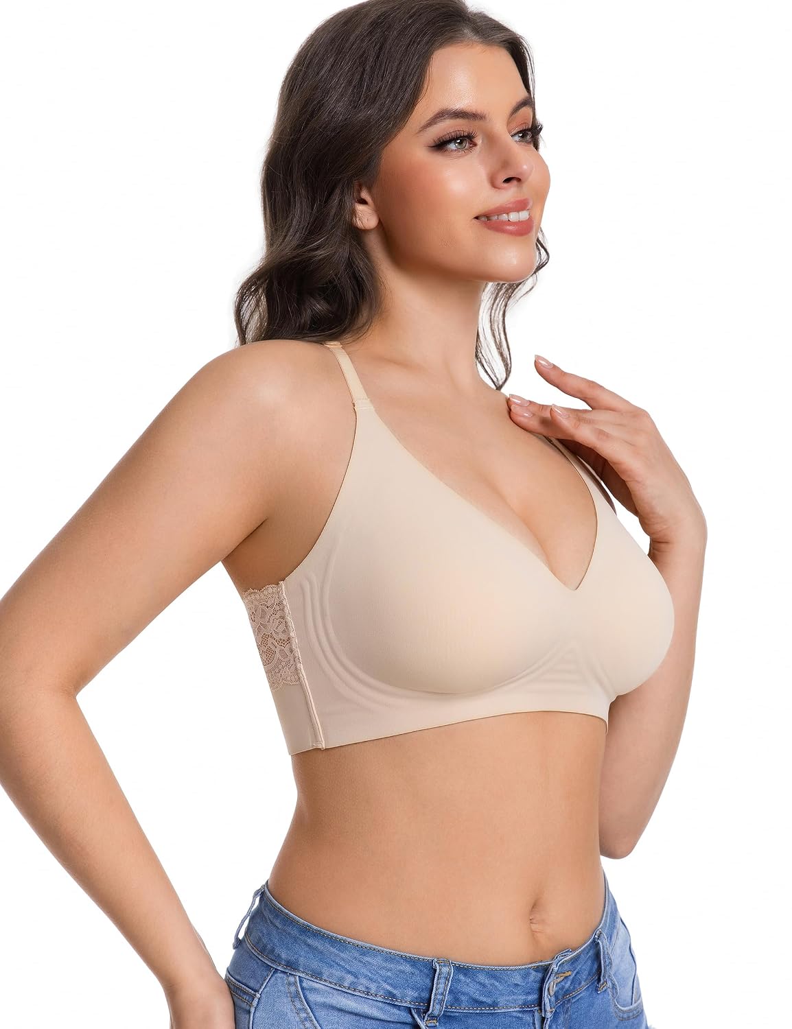 Lusait Women's Wireless Lace Racerback Push Up Bra — image 5