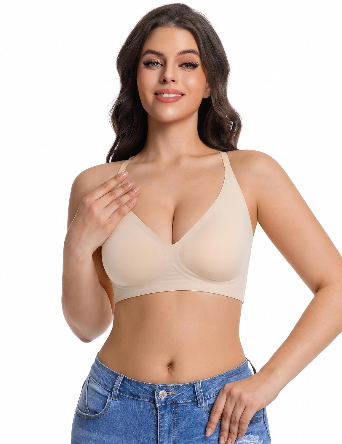 Lusait Women's Wireless Lace Racerback Push Up Bra — image 6
