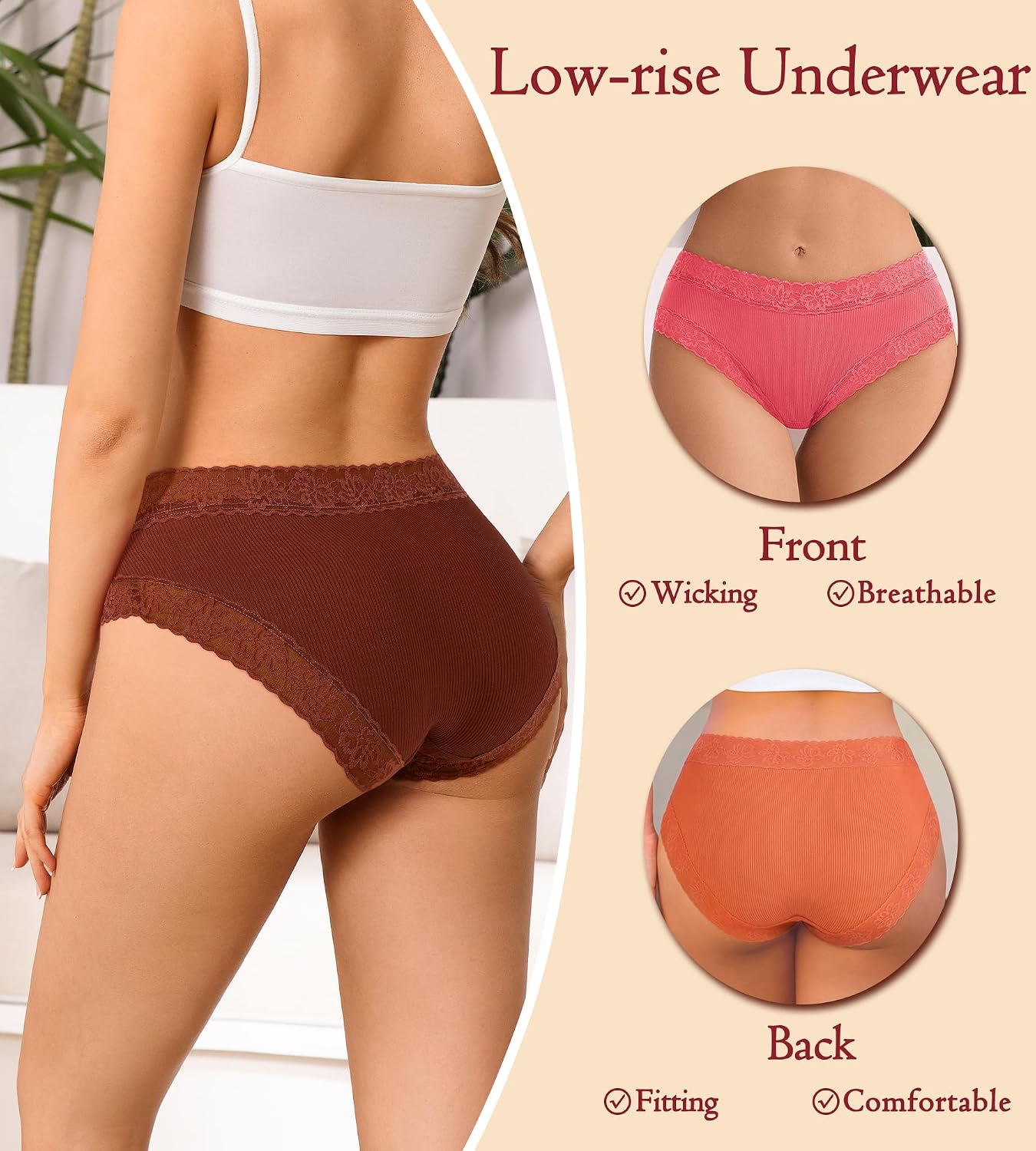 JUYINA Women's Cheeky Lace Bikini 6-Pack — image 4