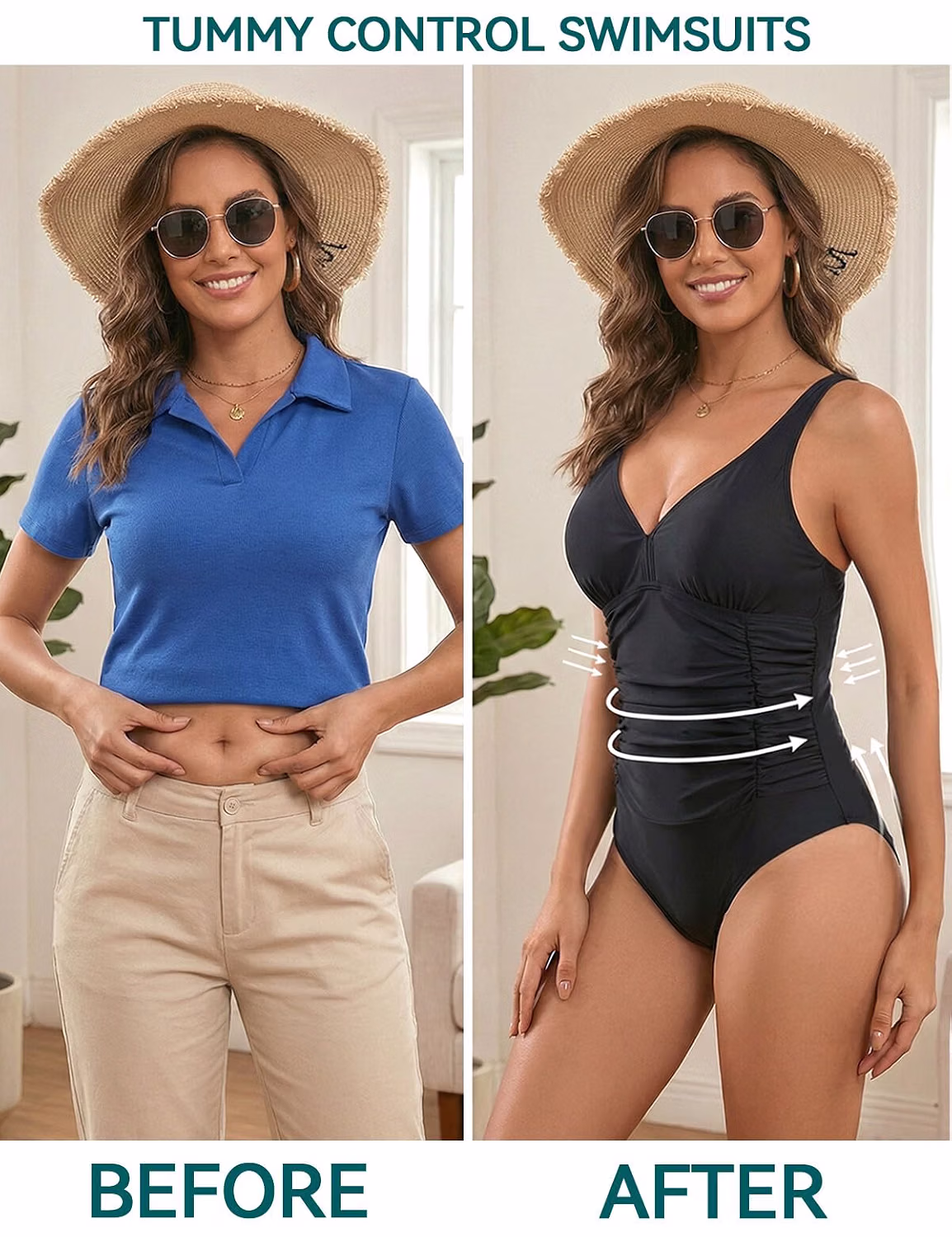 HUICHANG Tummy Control Ruched One Piece Swimsuit — image 6