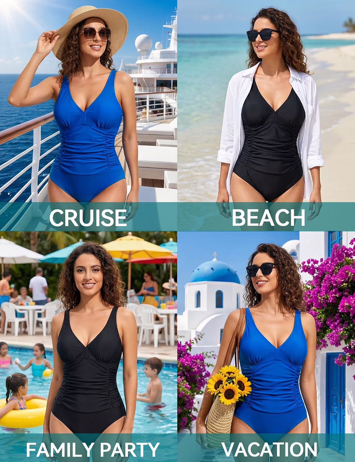 HUICHANG Tummy Control Ruched One Piece Swimsuit — image 7
