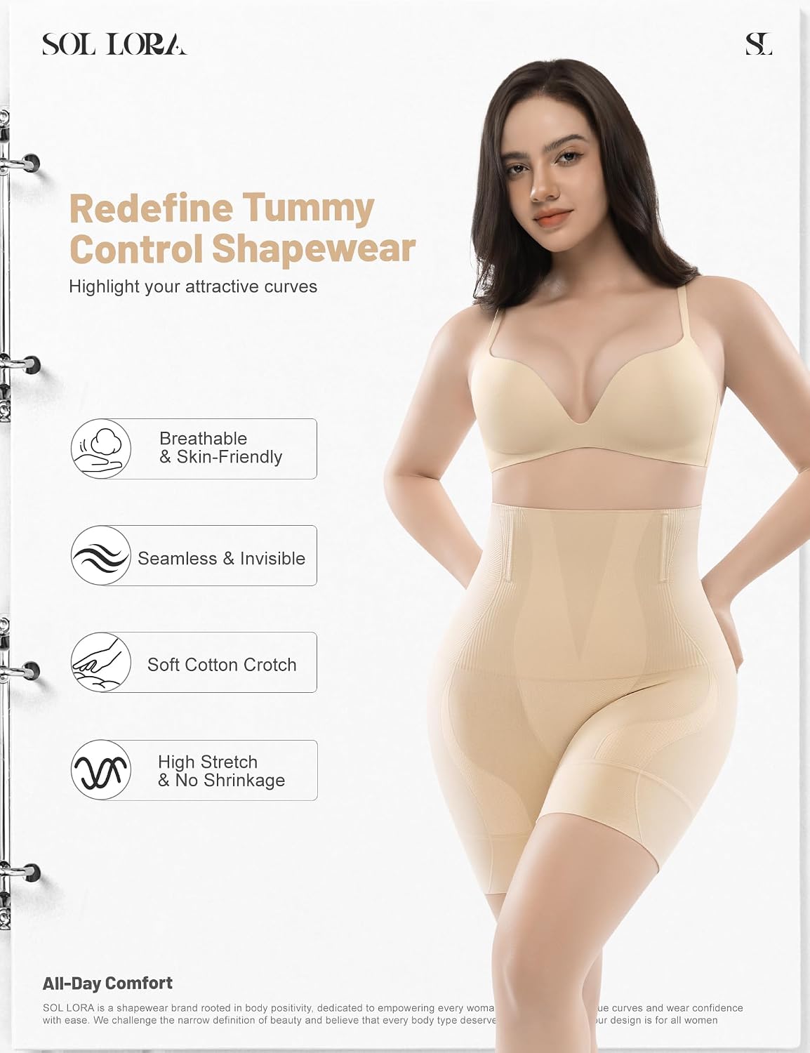SOL LORA High Waisted Tummy Control Shapewear Shorts — image 4