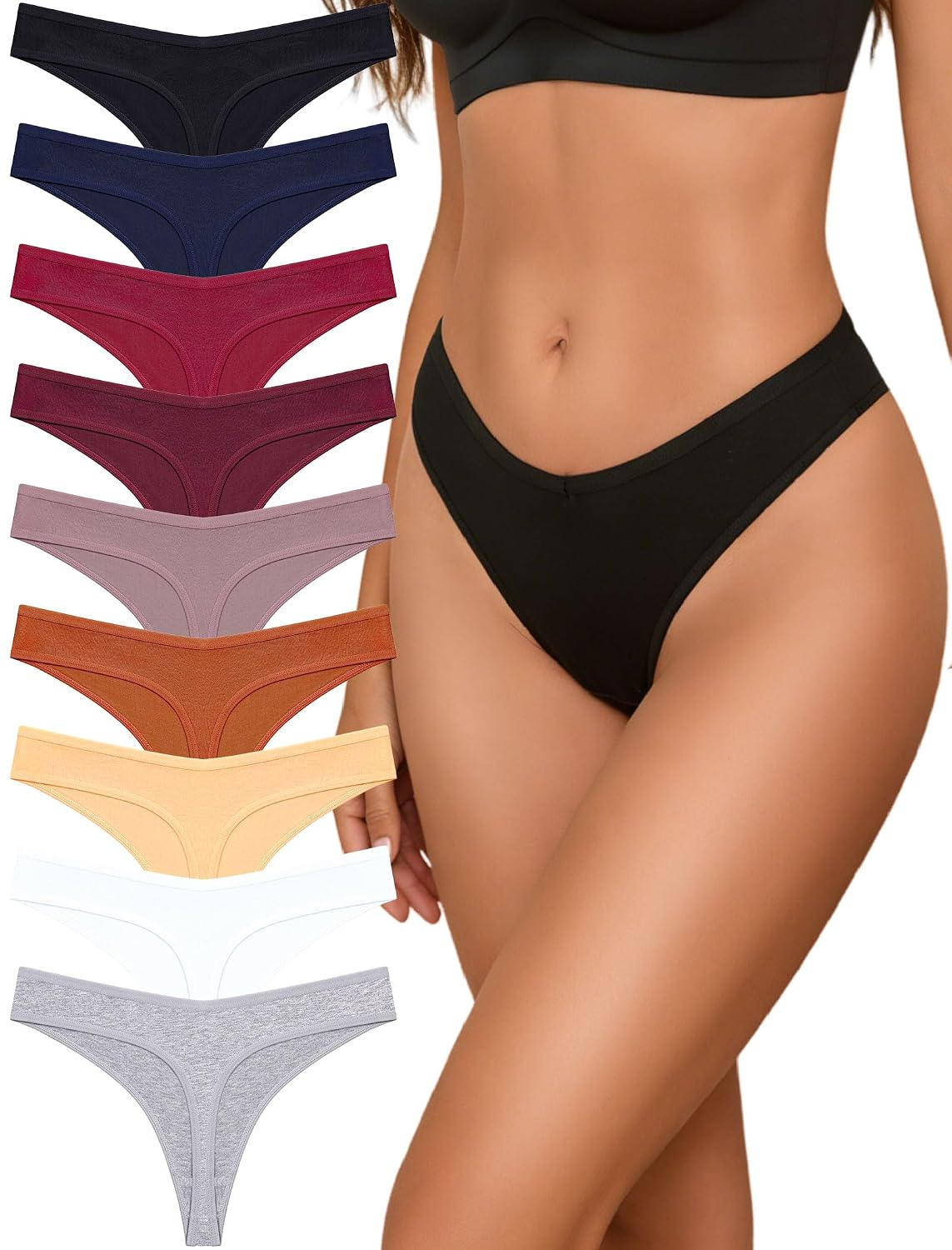 Sth Big Cotton V-Waist Thong 9 Pack