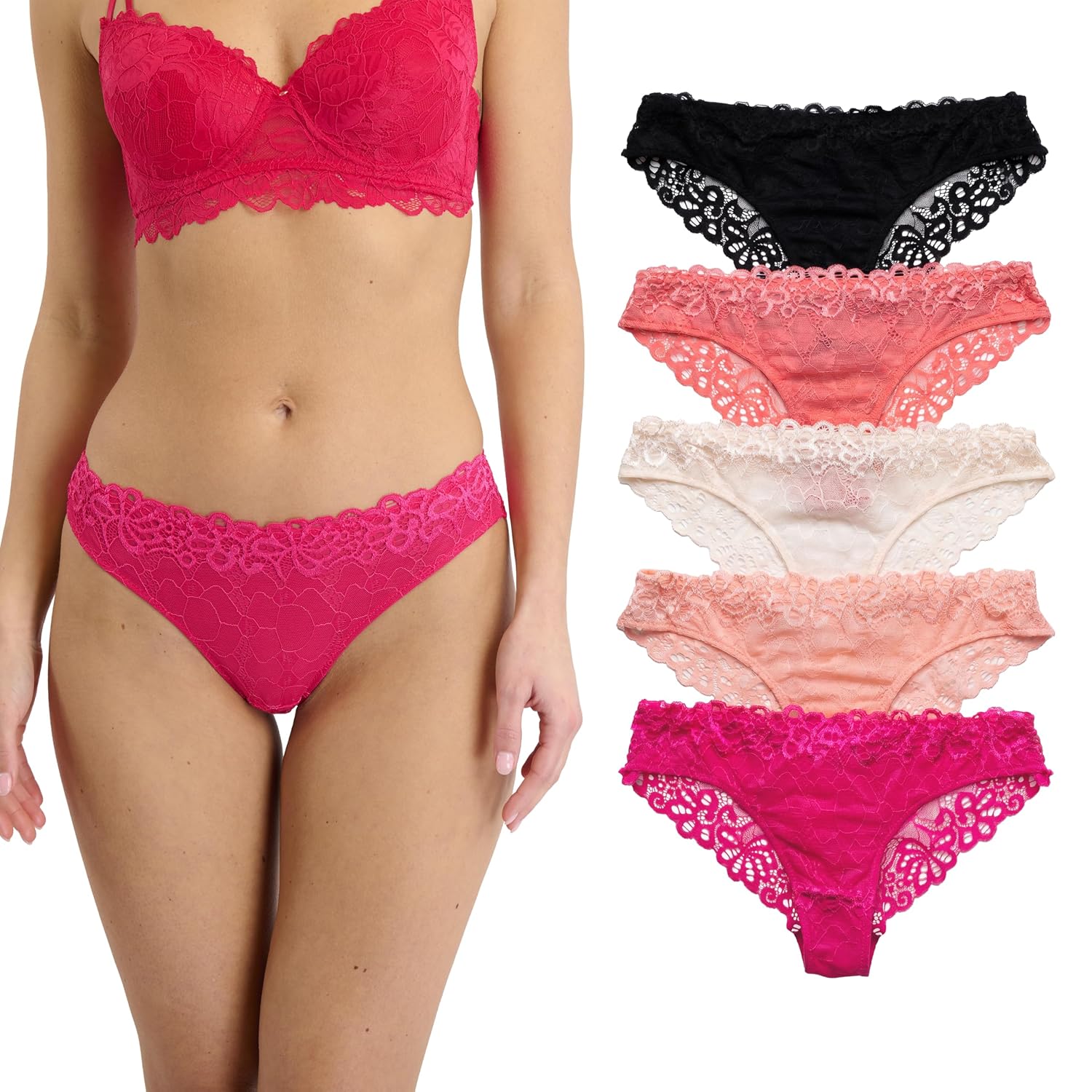 Marilyn Monroe Women's Floral Lace Tanga 5-Pack