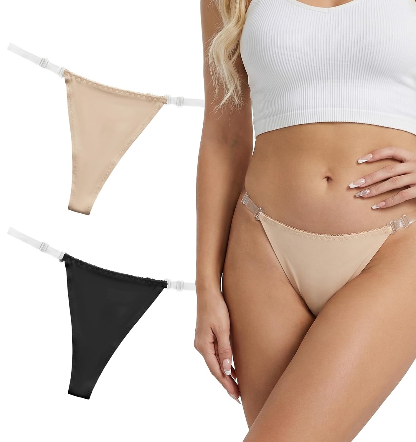 ValueBargain 2-Pack Clear Strap Invisible G-String Thong — image 2