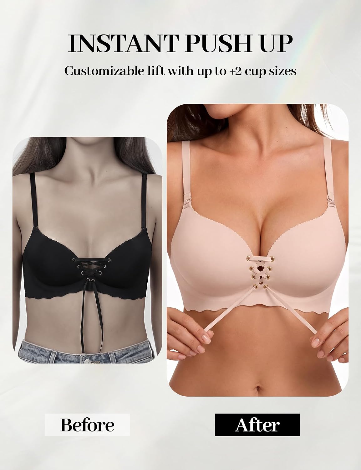 LUCKMEEY Wireless Push Up Lace-Up Bra for Women — image 2