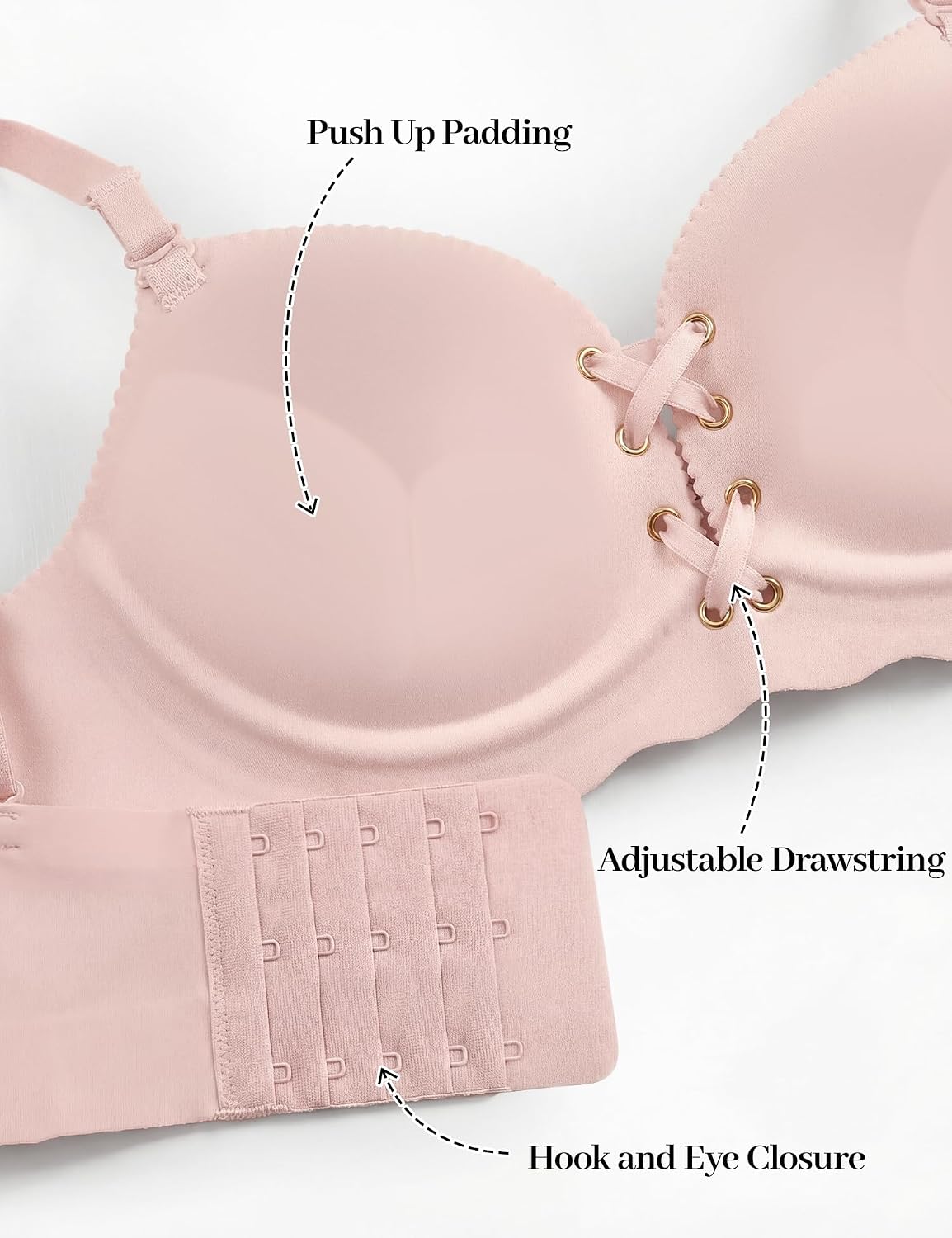 LUCKMEEY Wireless Push Up Lace-Up Bra for Women — image 6