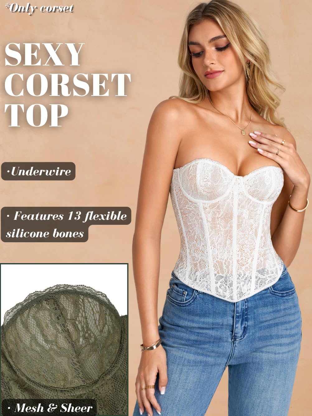 ChiaoLezhee Floral Lace Strapless Corset Bustier — image 2