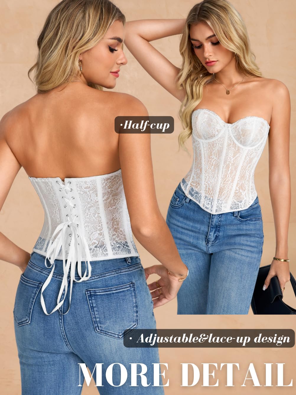ChiaoLezhee Floral Lace Strapless Corset Bustier — image 3