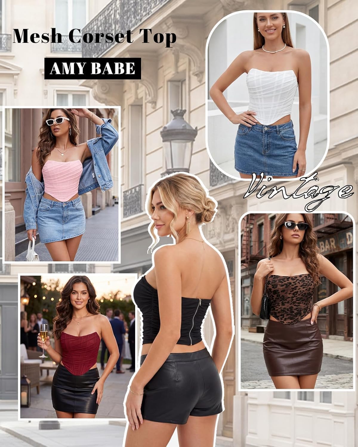 Amy Babe Vintage Mesh Strapless Corset Top — image 6