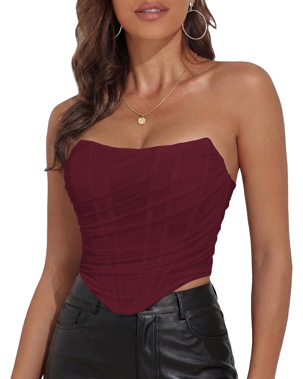 Amy Babe Vintage Mesh Strapless Corset Top — image 11