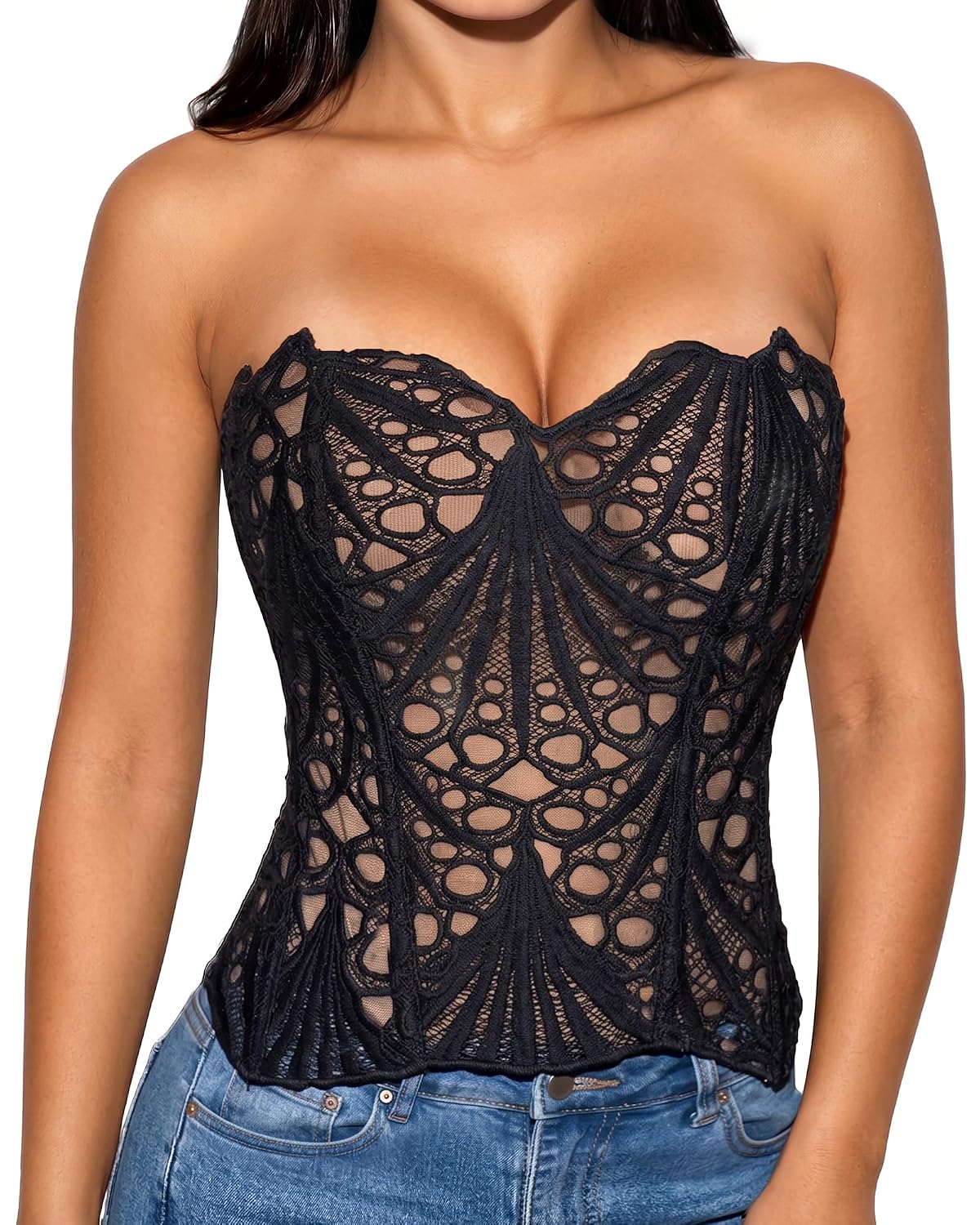 JASGOOD Women's Floral Lace Corset Top