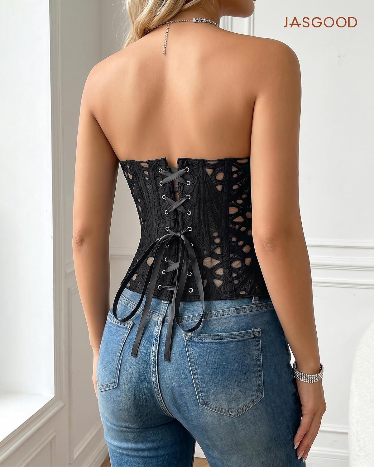 JASGOOD Women's Floral Lace Corset Top — image 4